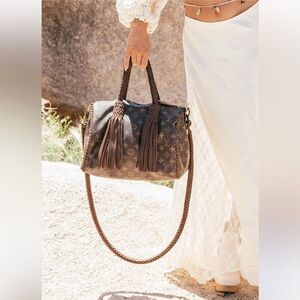 Vintage Boho Icon Dark Brown Upcycled Louis Vuitton Speedy Fringe Satchel